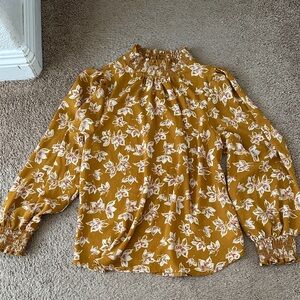 Pleione Mustard Floral Blouse